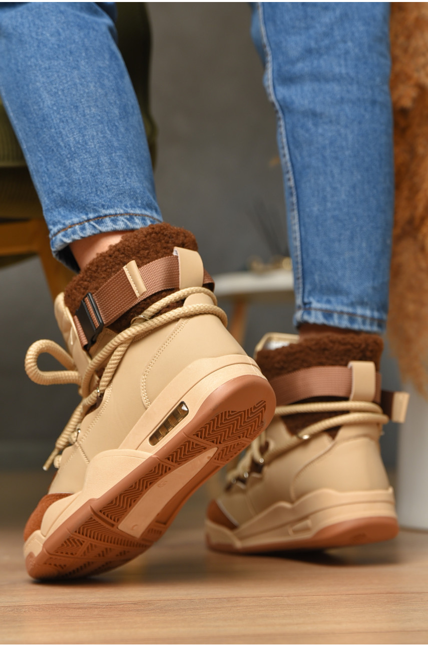 Черевики жіночі еврозима темно-бежевого кольору Т15-3 209009