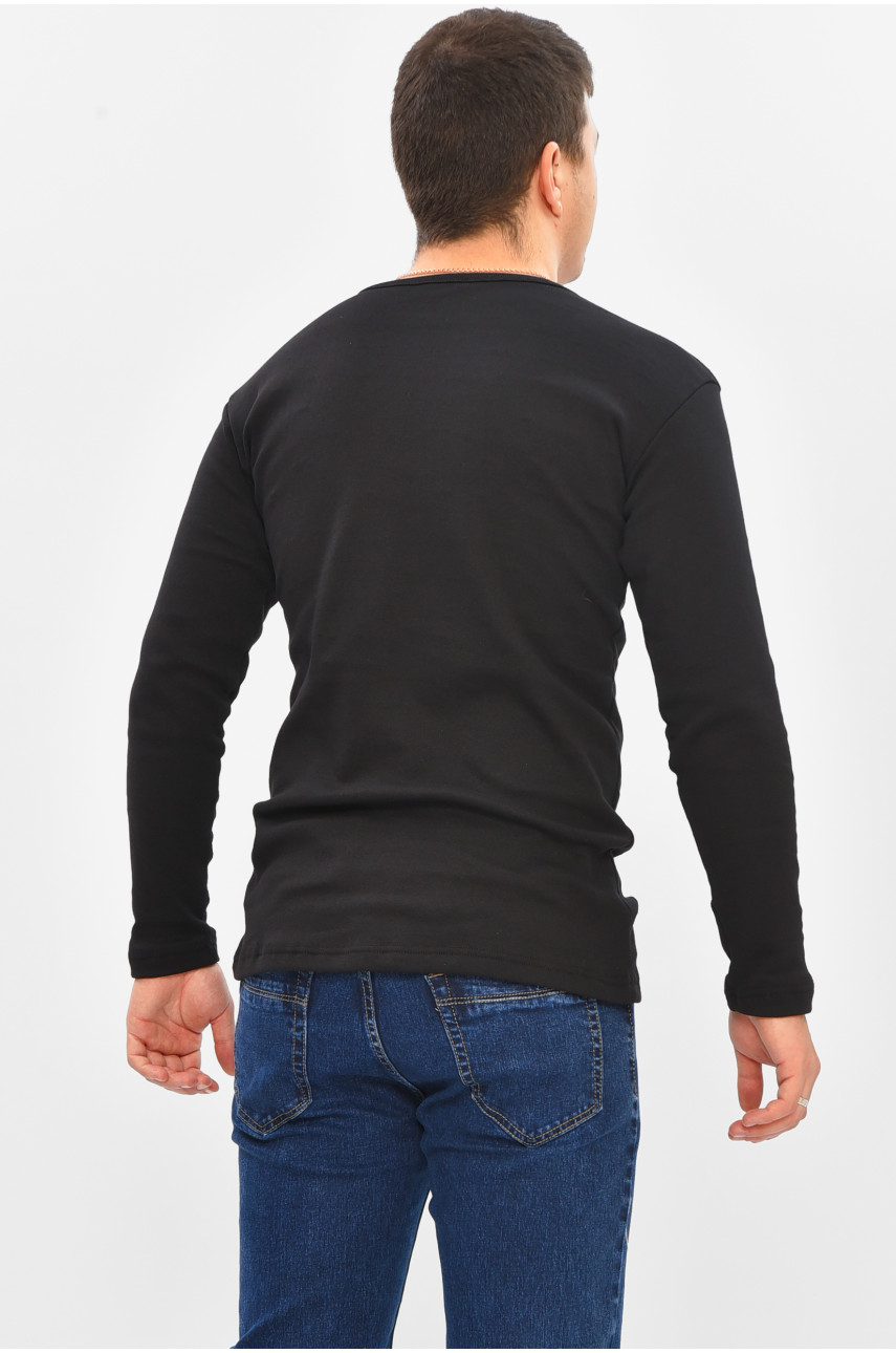 Кофта мужская однотонная на флисе черного цвета 209012 Кофта мужская однотонная на флисе черного цвета 209012