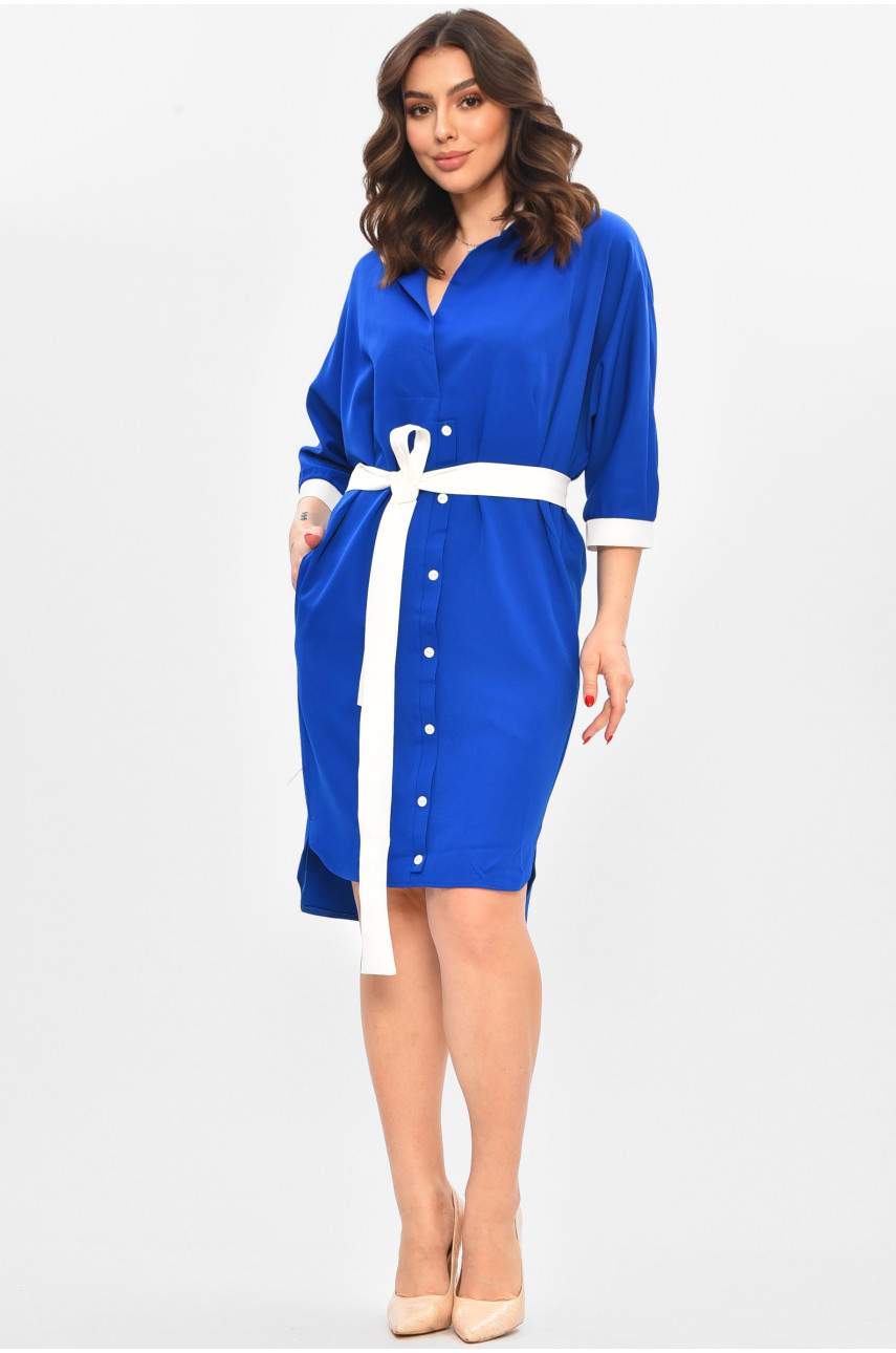 Платье женское однотонное синего цвета 8237 209013