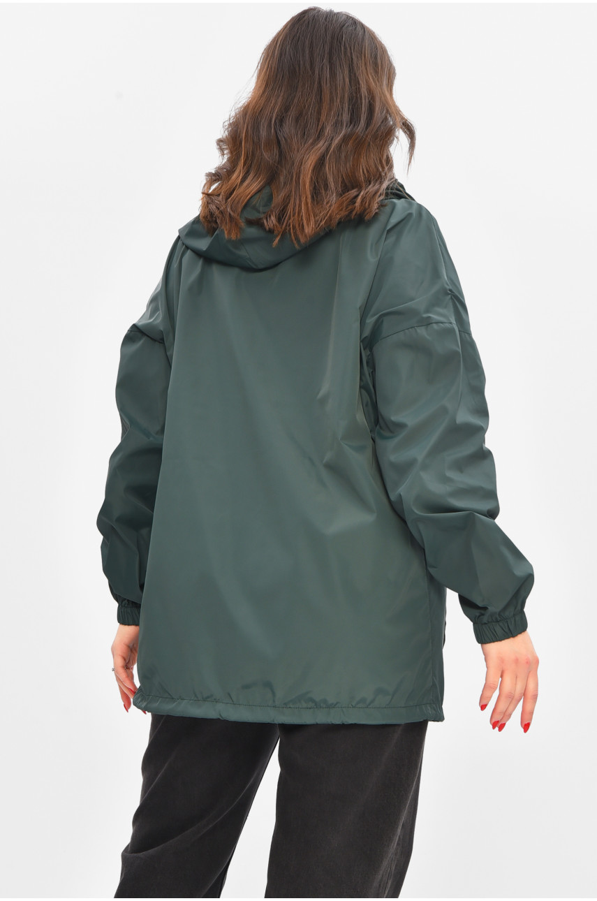 Вітровка жіноча однотонна темно-зеленого кольору 1002 209017
