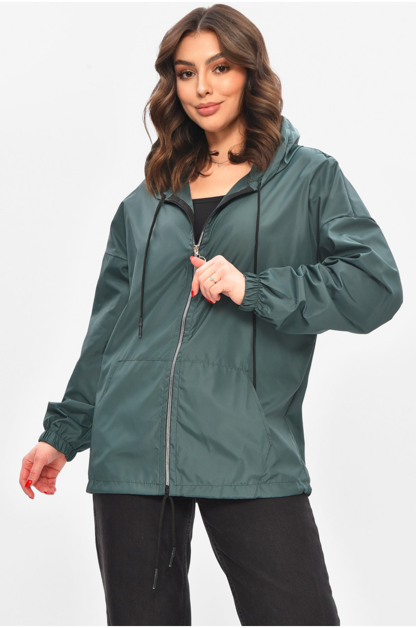 Вітровка жіноча однотонна зеленого кольору 1002 209018