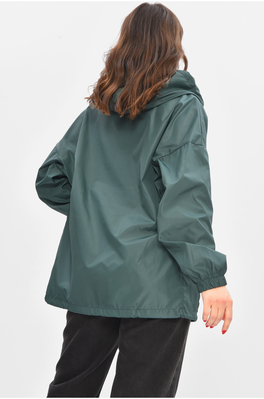 Вітровка жіноча однотонна зеленого кольору 1002 209018