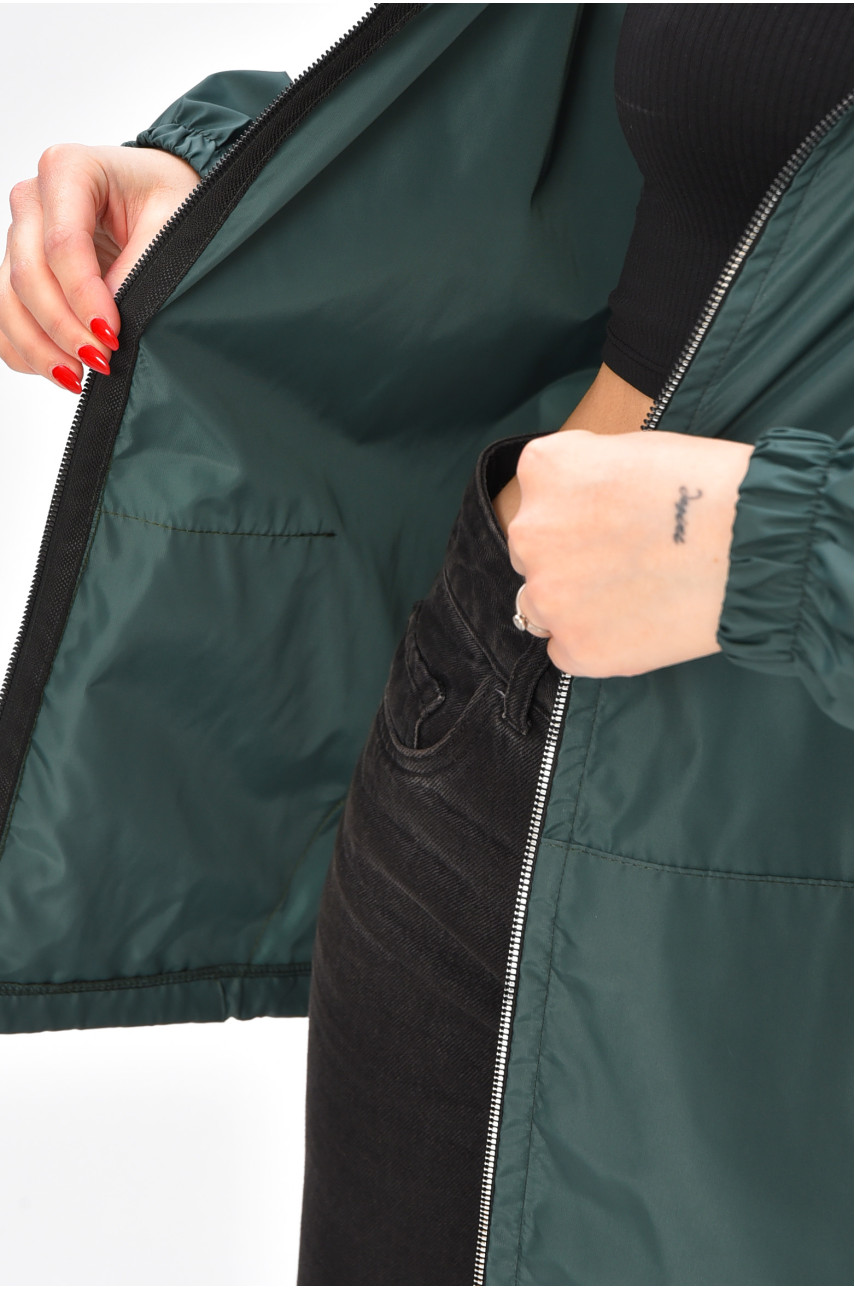 Вітровка жіноча однотонна зеленого кольору 1002 209018