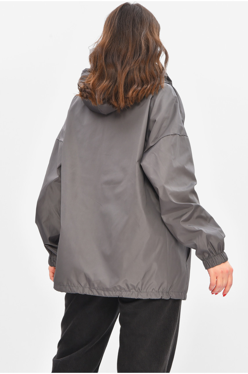 Вітровка жіноча однотонна сірого кольору 1002 209021