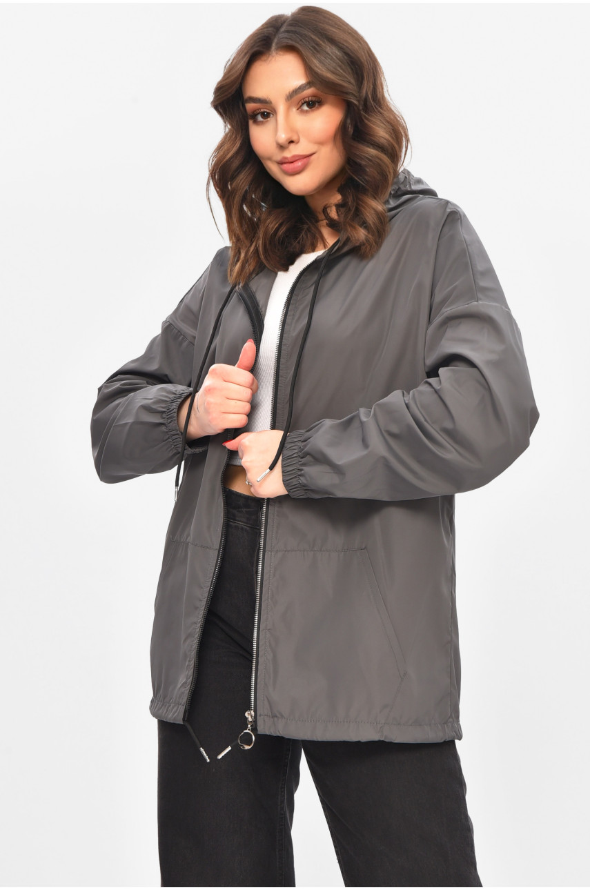 Вітровка жіноча однотонна сірого кольору 1002 209022