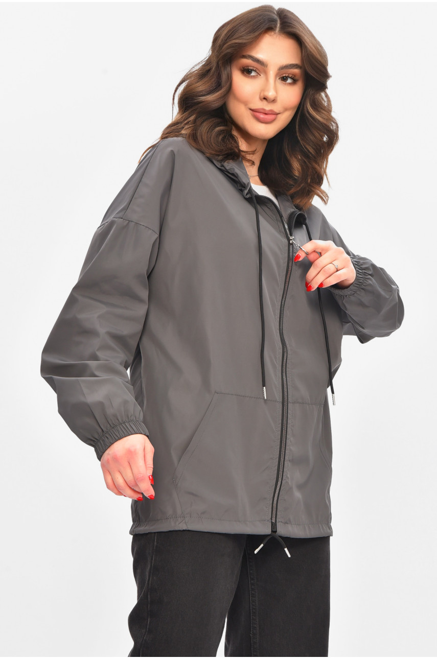 Вітровка жіноча однотонна сірого кольору 1002 209022