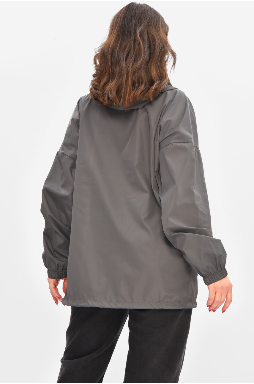 Вітровка жіноча однотонна сірого кольору 1002 209022