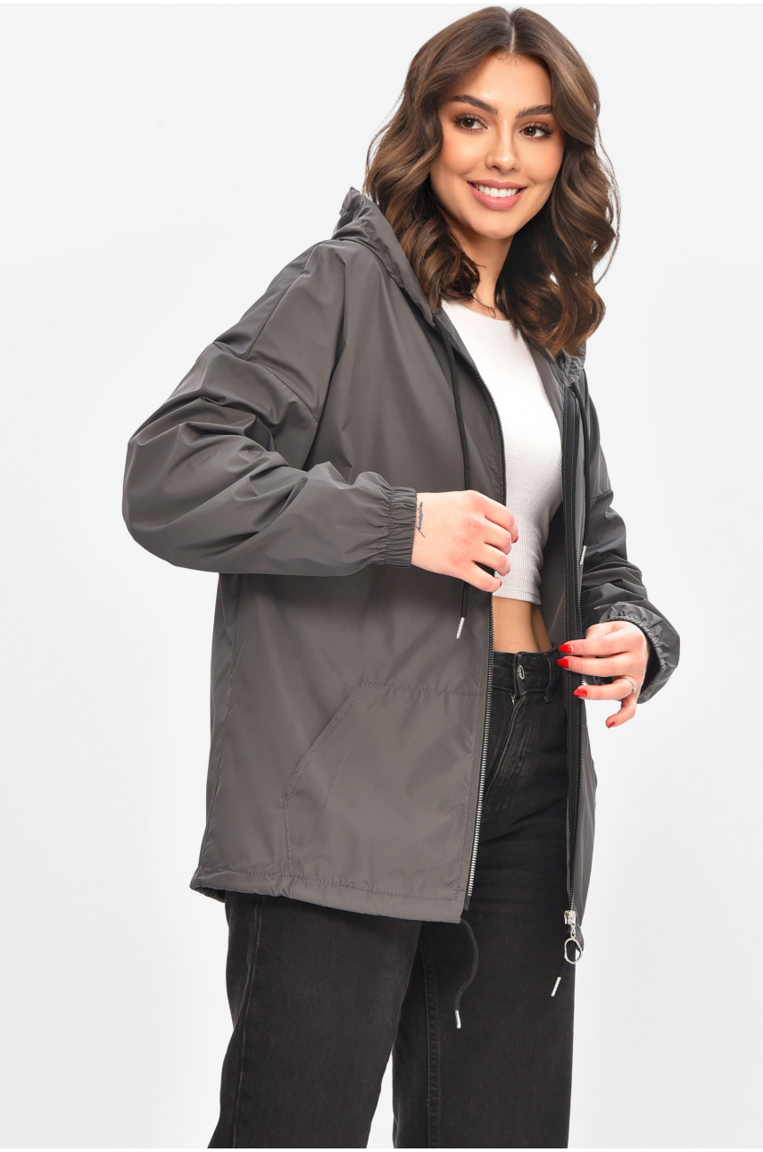 Вітровка жіноча однотонна сірого кольору 1002 209023