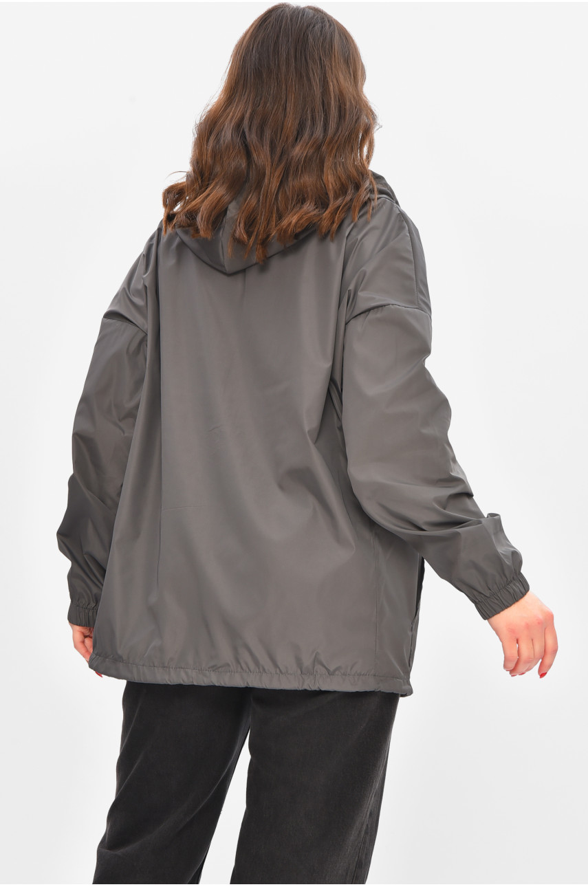 Вітровка жіноча однотонна сірого кольору 1002 209023