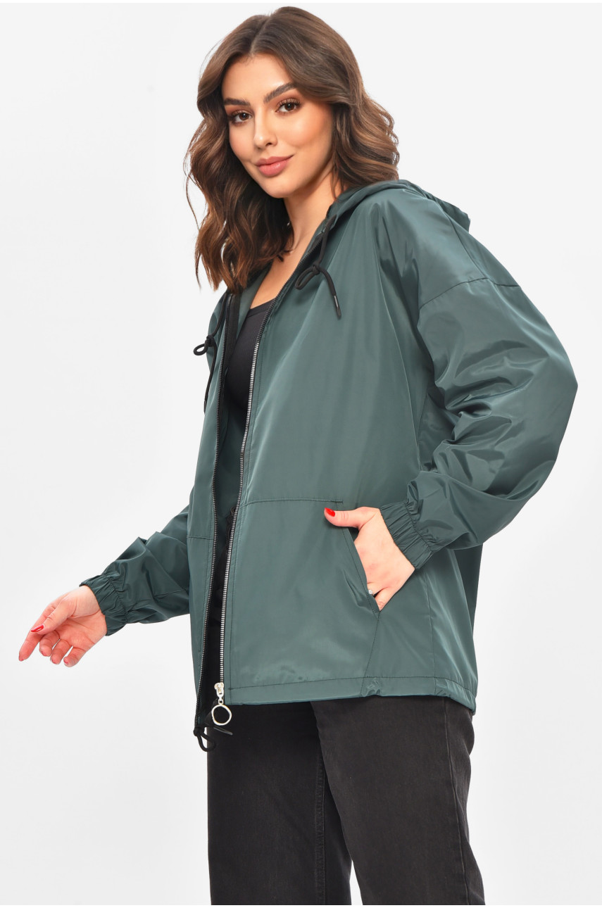 Вітровка жіноча однотонна зеленого кольору 1002 209024