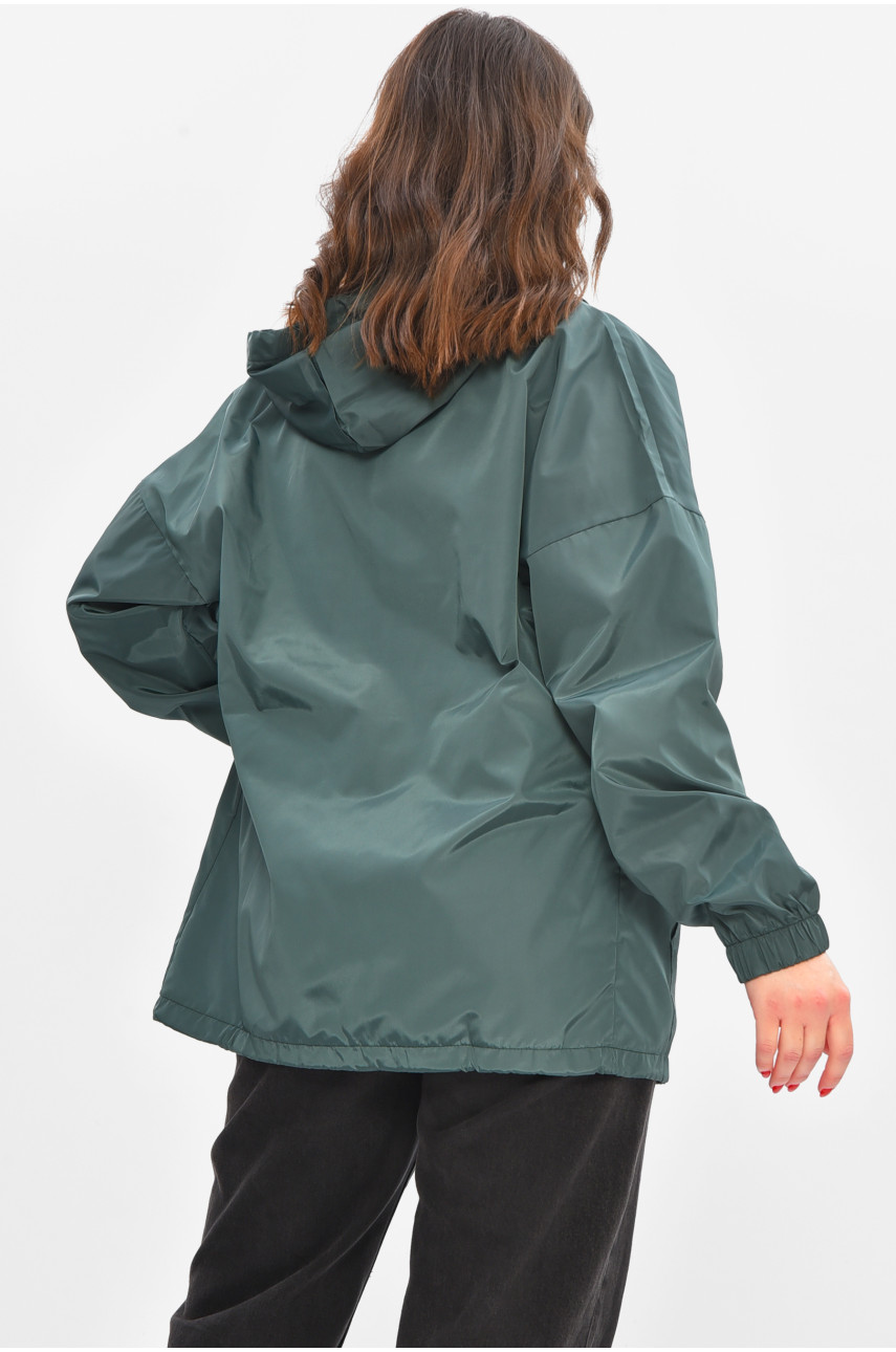 Вітровка жіноча однотонна зеленого кольору 1002 209024