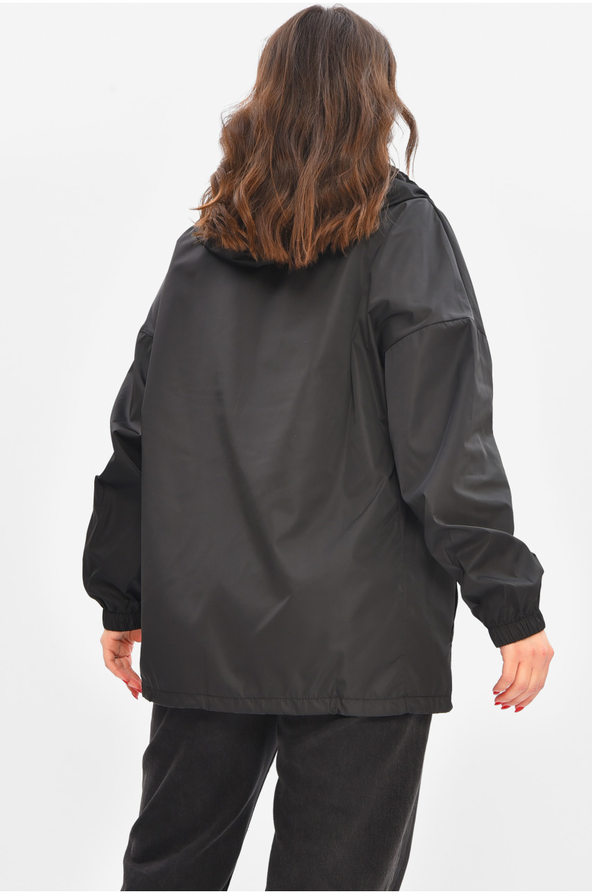 Вітровка жіноча однотонна чорного кольору 1002 209025