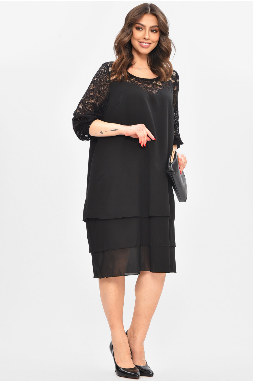 Платье женское полубатальное черного цвета 8343 209029