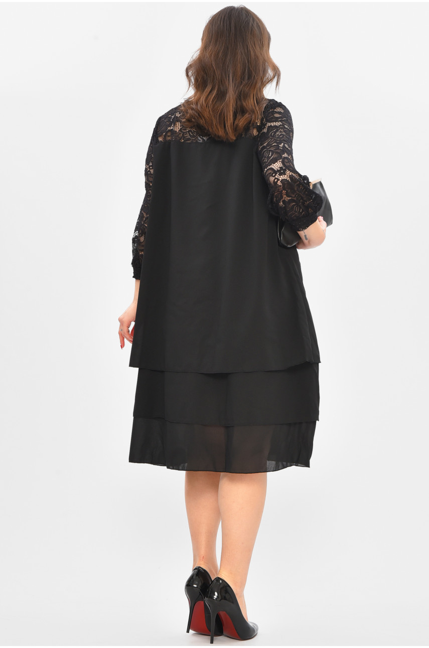 Платье женское полубатальное черного цвета 8343 209029 Платье женское полубатальное черного цвета 8343 209029