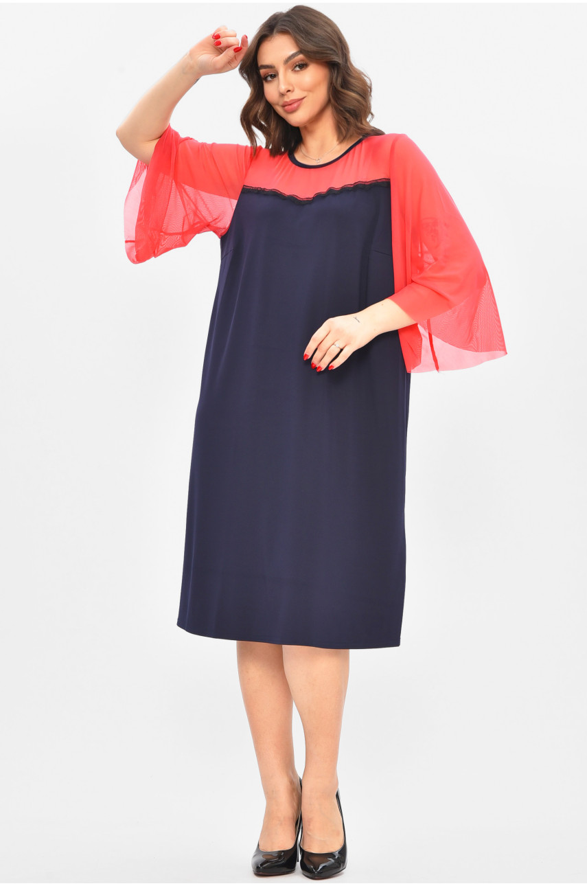 Платье женское полубатальное тёмно-синего цвета 8235 209030
