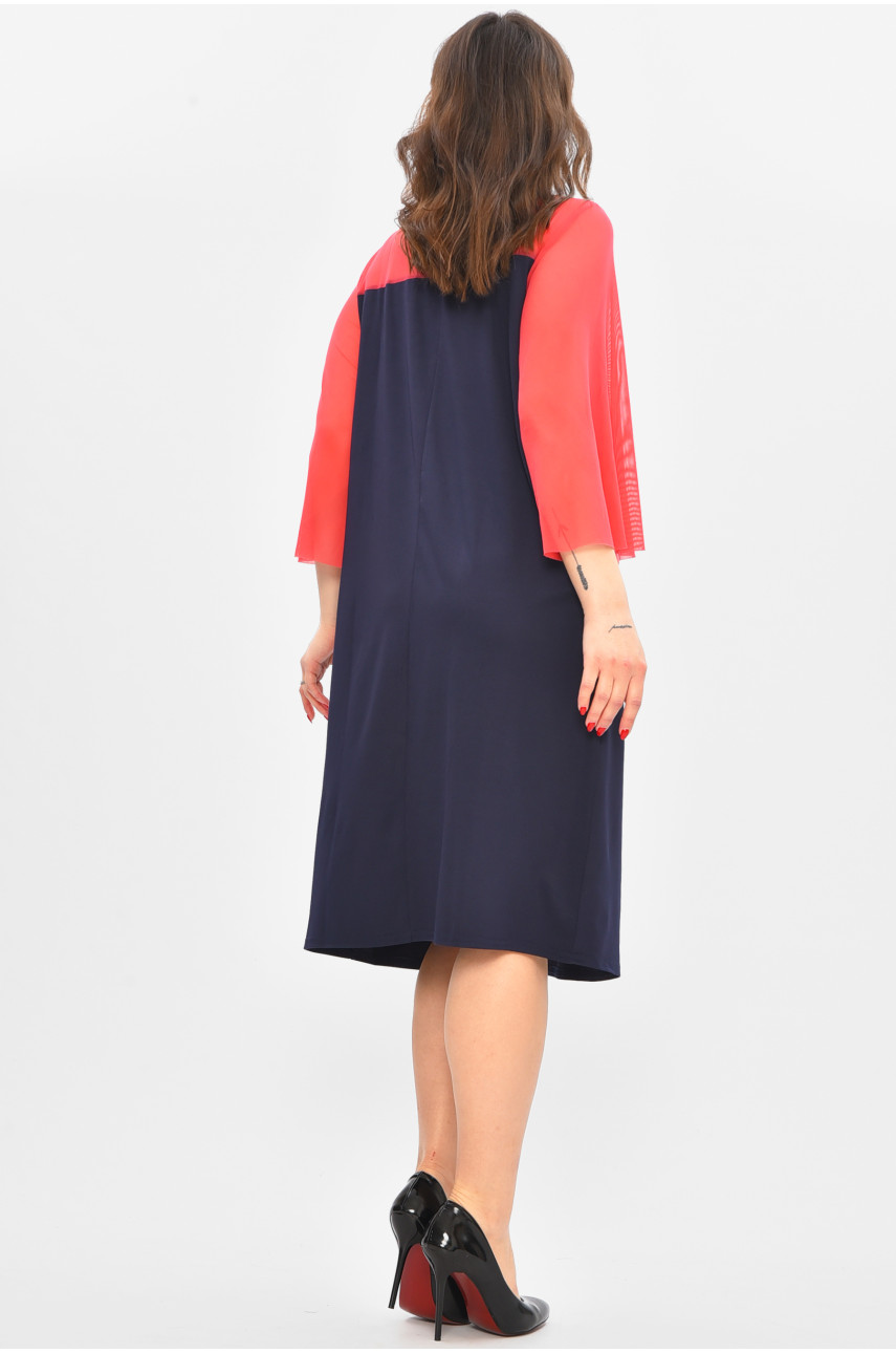 Платье женское полубатальное тёмно-синего цвета 8235 209030 Платье женское полубатальное тёмно-синего цвета 8235 209030