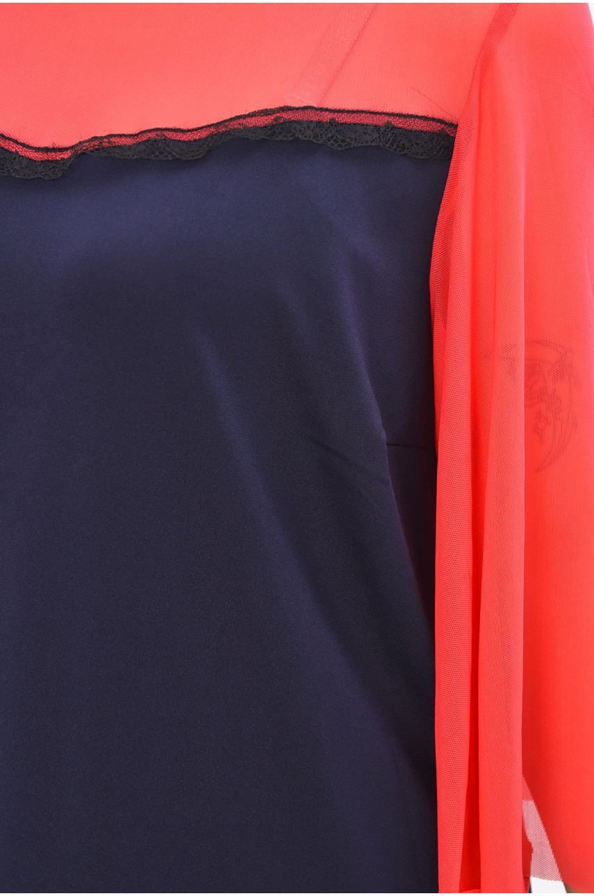 Платье женское полубатальное тёмно-синего цвета 8235 209030 Платье женское полубатальное тёмно-синего цвета 8235 209030