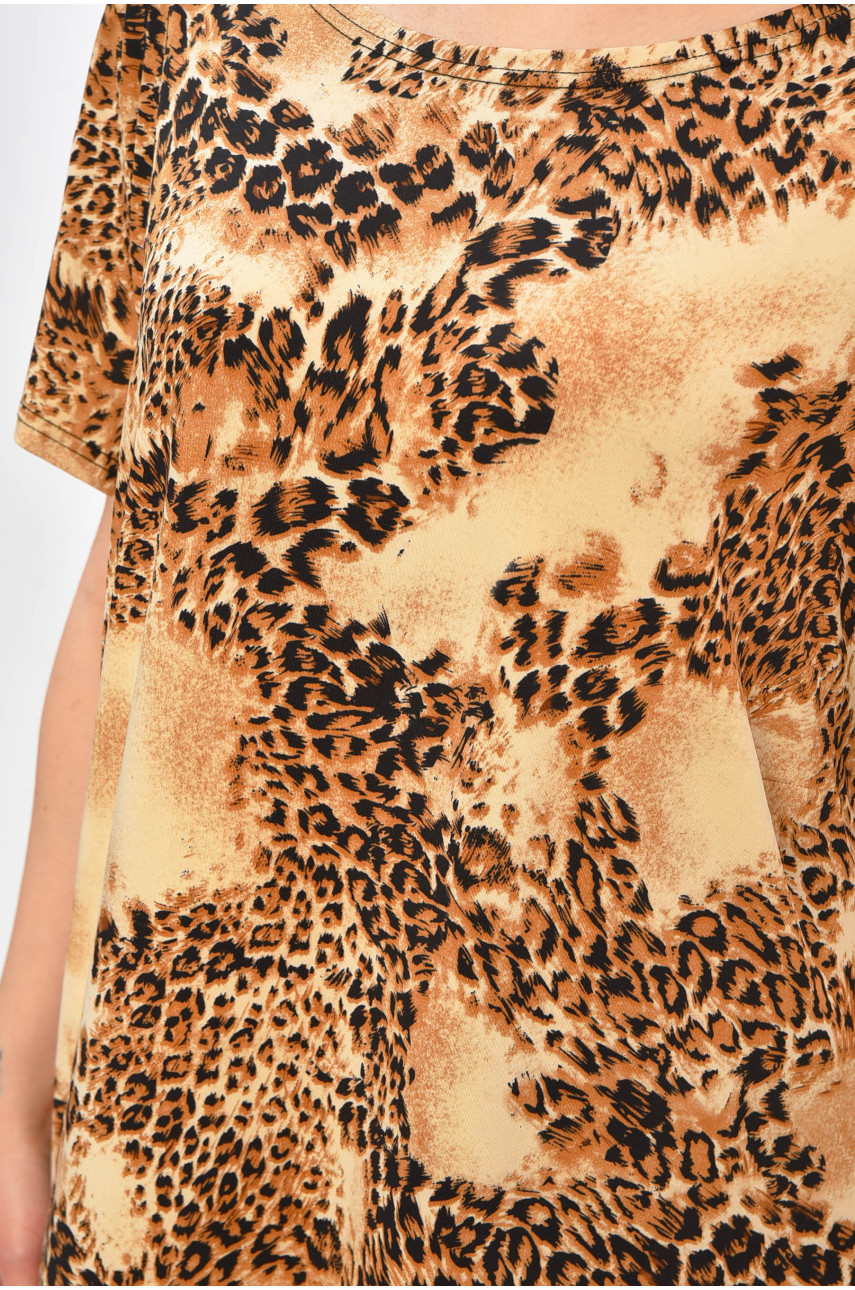 Платье женское полубатальное бежевого цвета с принтом 8262 209031