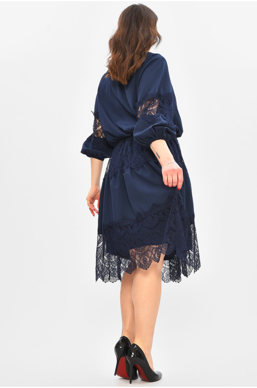 Платье женское однотонное тёмно-синего цвета 8337 209033 Платье женское однотонное тёмно-синего цвета 8337 209033