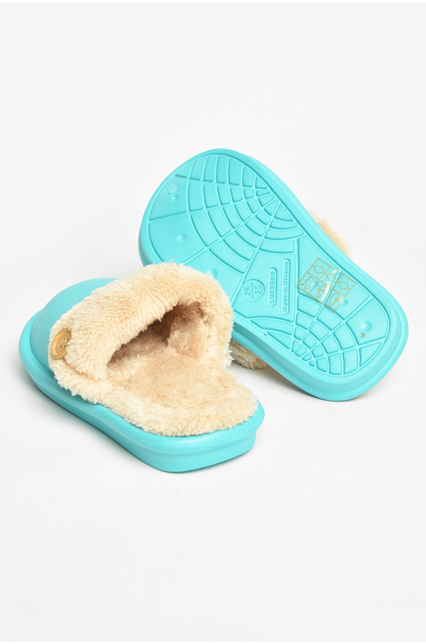 Тапочки детские бирюзового цвета на меху 5025-12 209034 Тапочки детские бирюзового цвета на меху 5025-12 209034