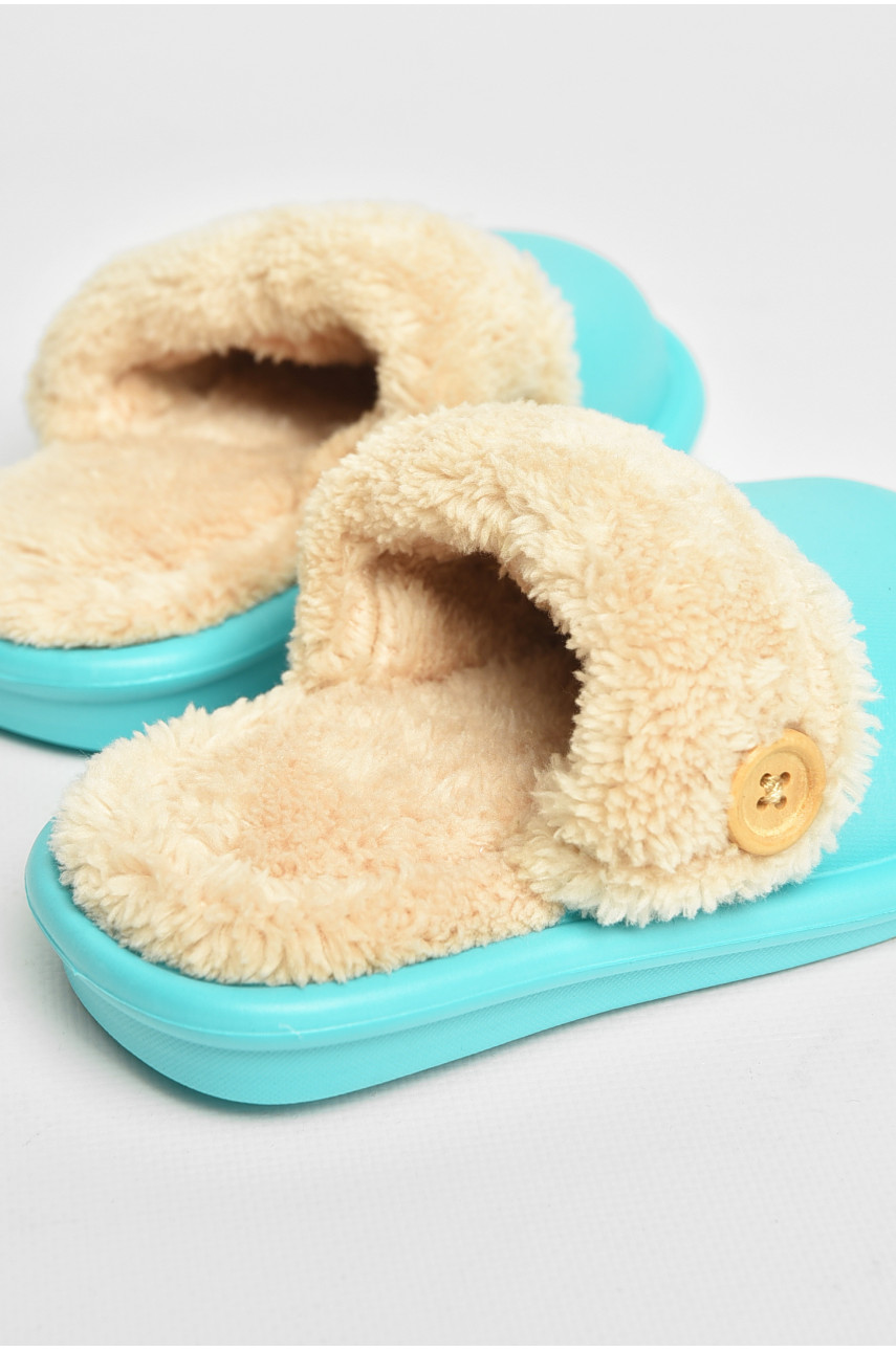 Тапочки детские бирюзового цвета на меху 5025-12 209034 Тапочки детские бирюзового цвета на меху 5025-12 209034