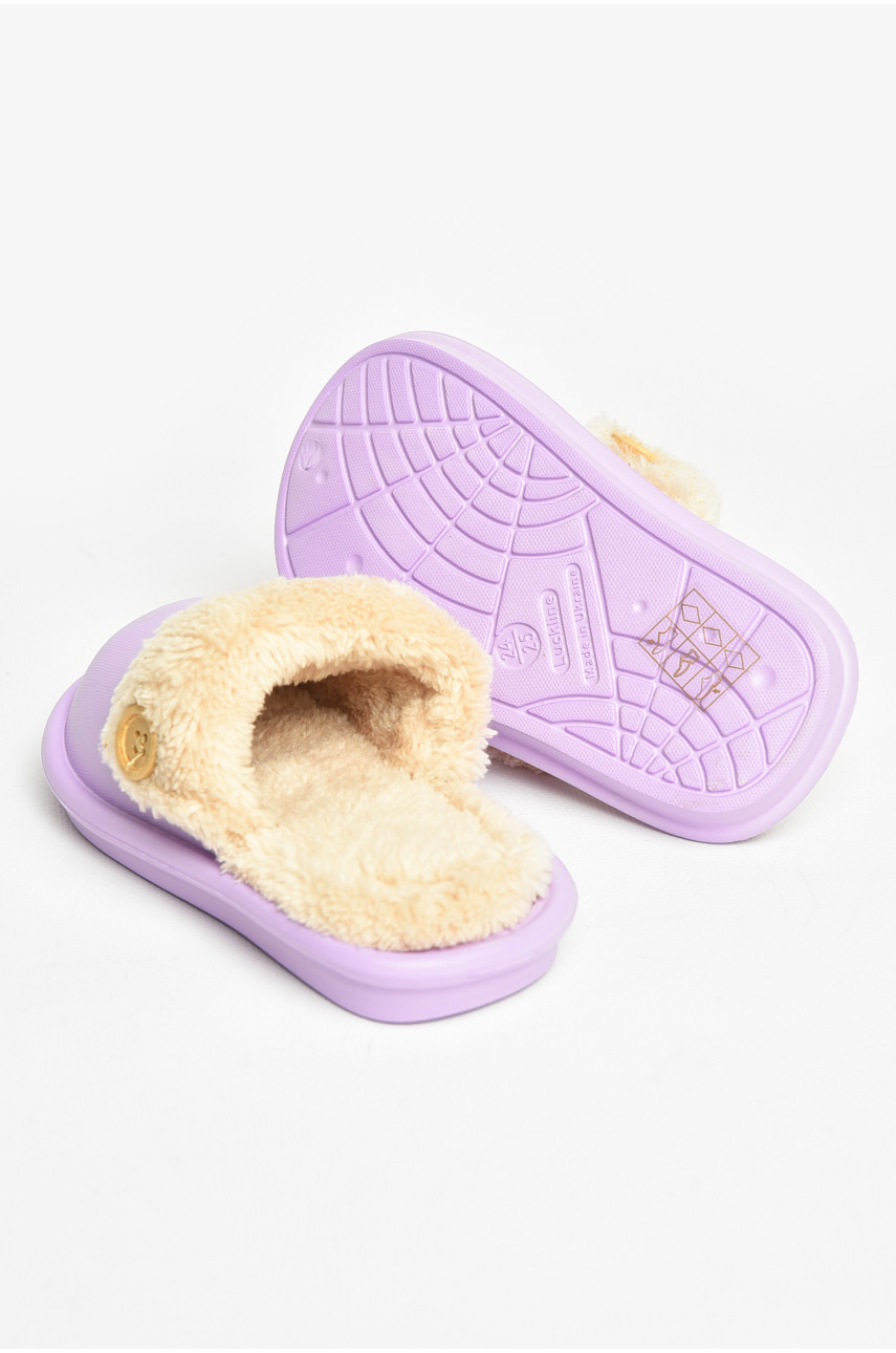 Тапочки детские фиолетового цвета на меху 5025-15 209037 Тапочки детские фиолетового цвета на меху 5025-15 209037