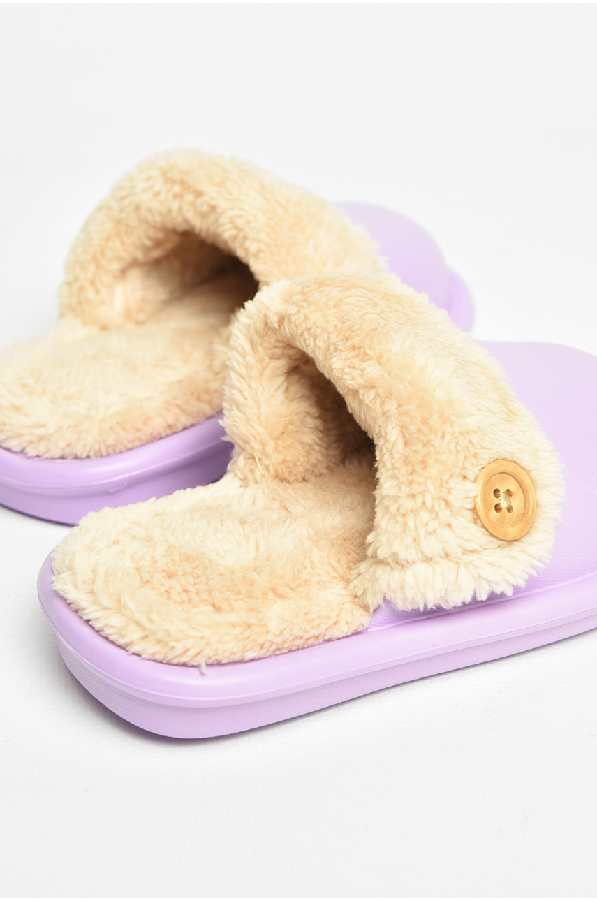 Тапочки детские фиолетового цвета на меху 5025-15 209037 Тапочки детские фиолетового цвета на меху 5025-15 209037
