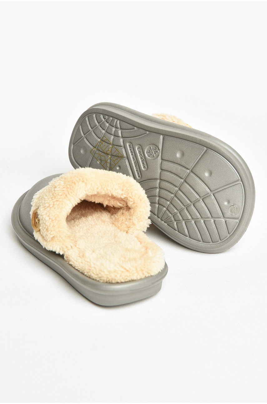 Тапочки детские серого цвета на меху 5025-3 209039 Тапочки детские серого цвета на меху 5025-3 209039