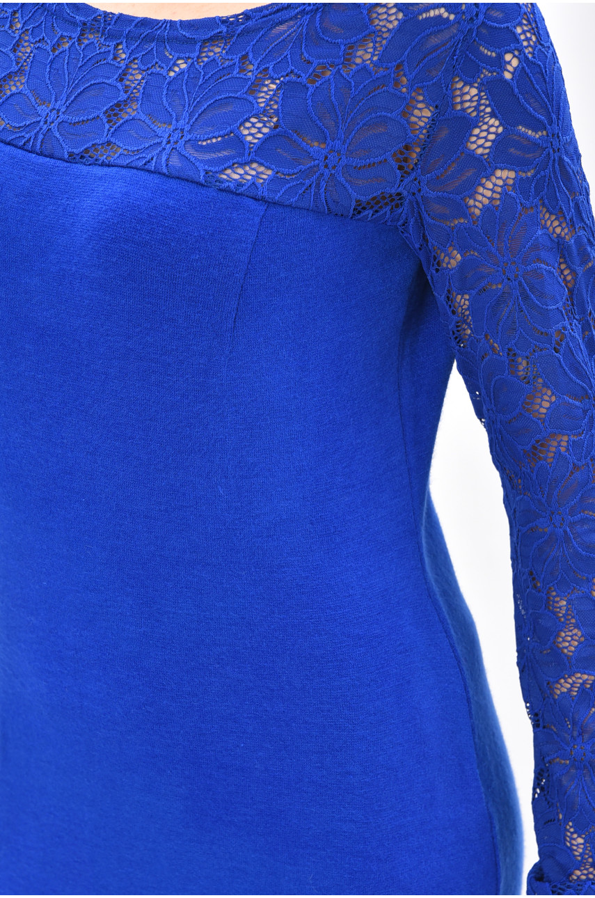 Платье женское однотонное синего цвета 8074 209043 Платье женское однотонное синего цвета 8074 209043