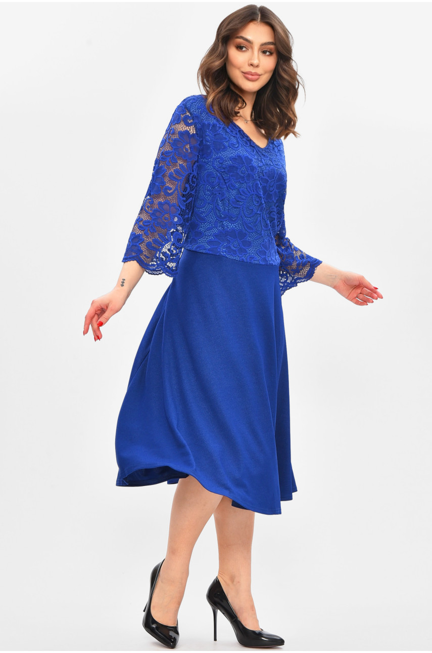 Сукня жіноча батальна синього кольору 8285 209056