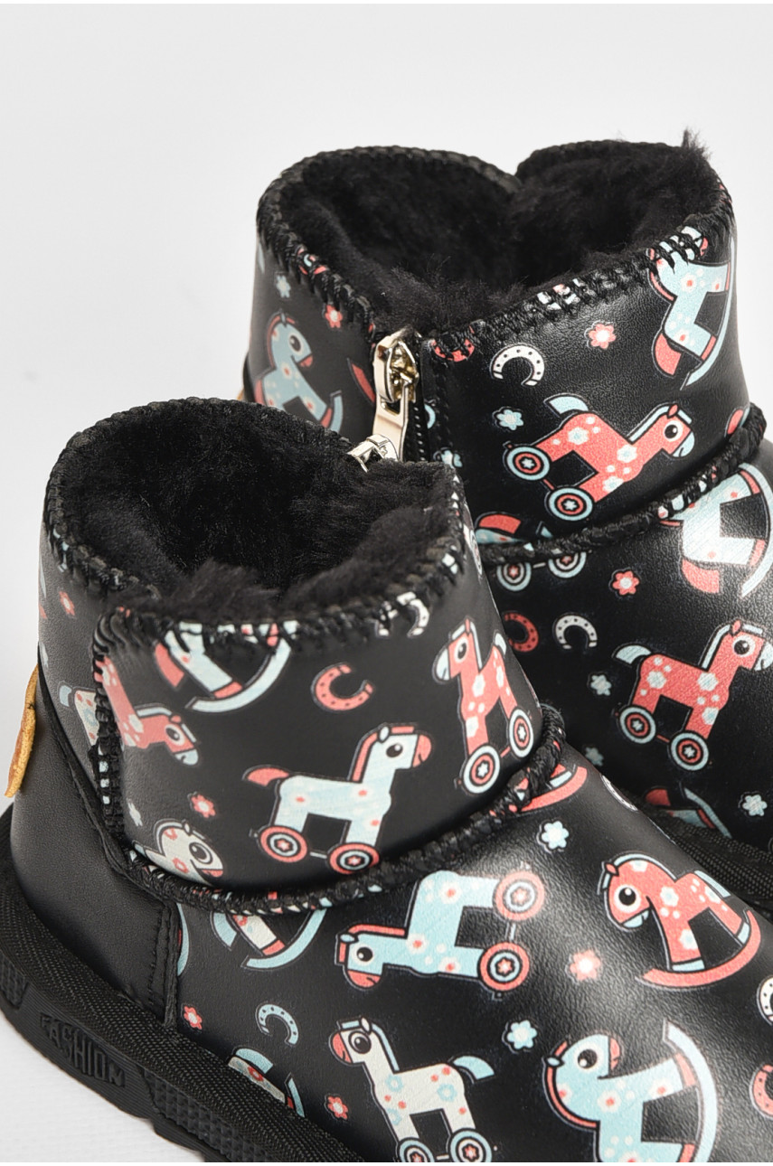 Уггі дитячі для дівчинки чорного кольору T7012-1 209066 Уггі дитячі для дівчинки чорного кольору T7012-1 209066