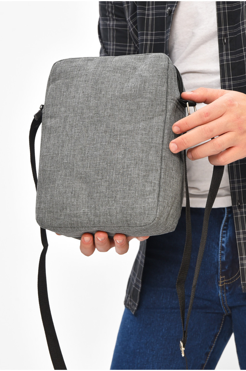 Чоловіча сумка через плече текстиль сірого кольору 611 209073 Чоловіча сумка через плече текстиль сірого кольору 611 209073