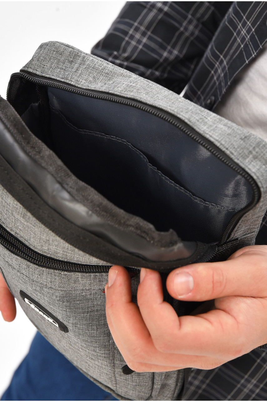 Чоловіча сумка через плече текстиль сірого кольору 611 209073 Чоловіча сумка через плече текстиль сірого кольору 611 209073