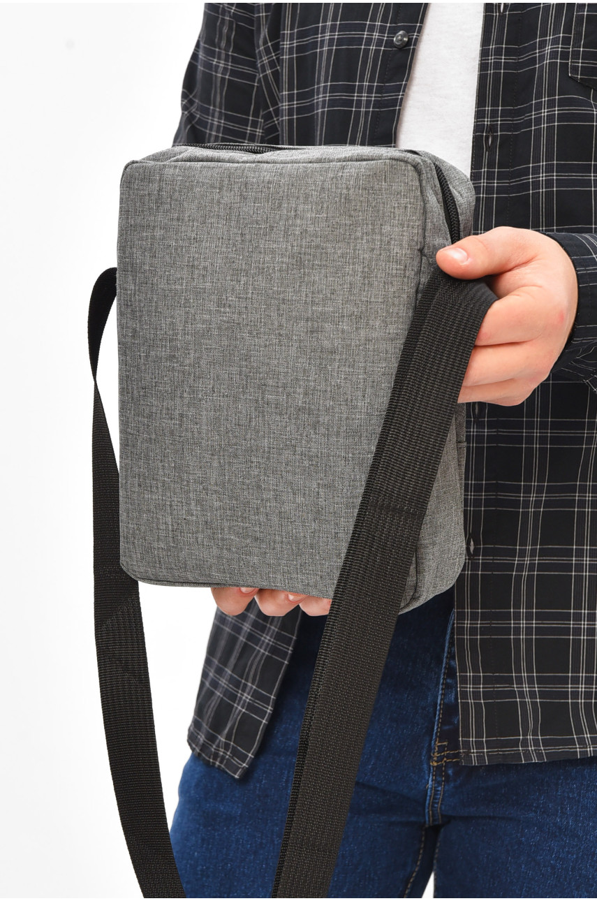 Чоловіча сумка через плече текстиль сірого кольору 611 209074 Чоловіча сумка через плече текстиль сірого кольору 611 209074