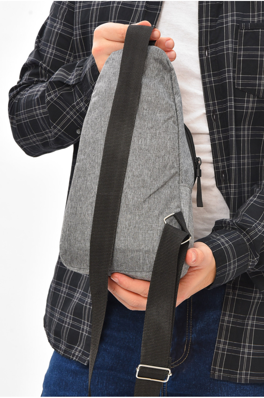 Сумка чоловіча через плече текстиль сірого кольору 501 209075 Сумка чоловіча через плече текстиль сірого кольору 501 209075