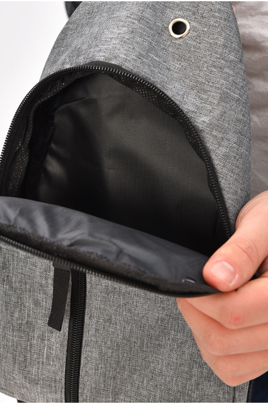 Сумка чоловіча через плече текстиль сірого кольору 501 209075 Сумка чоловіча через плече текстиль сірого кольору 501 209075