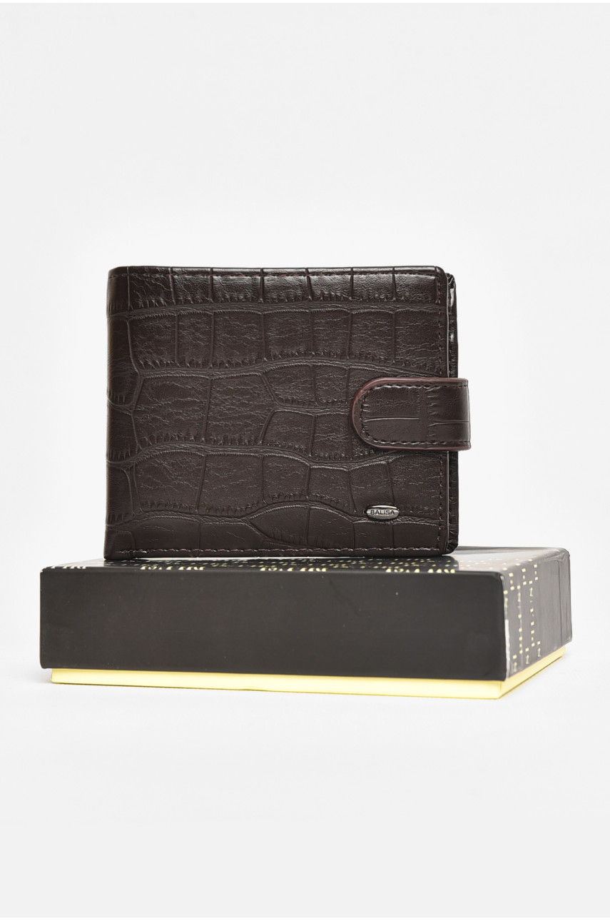Кошелек мужской из экокожи тёмно-коричневого цвета 208-10 209078