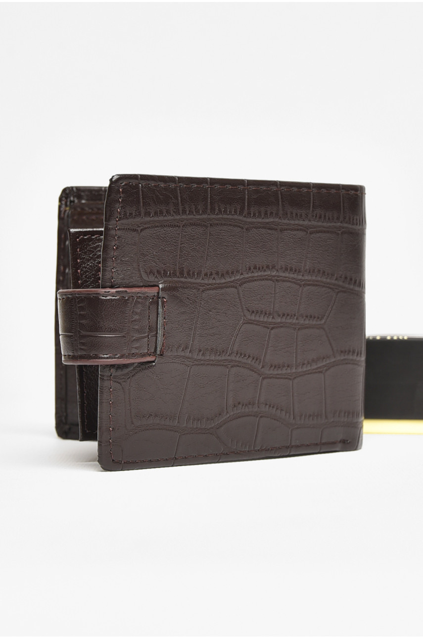 Кошелек мужской из экокожи тёмно-коричневого цвета 208-10 209078