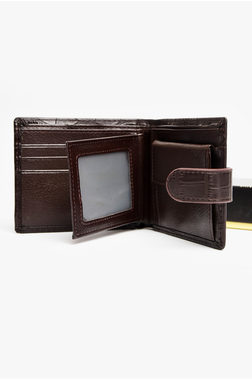 Кошелек мужской из экокожи тёмно-коричневого цвета 208-11 209081