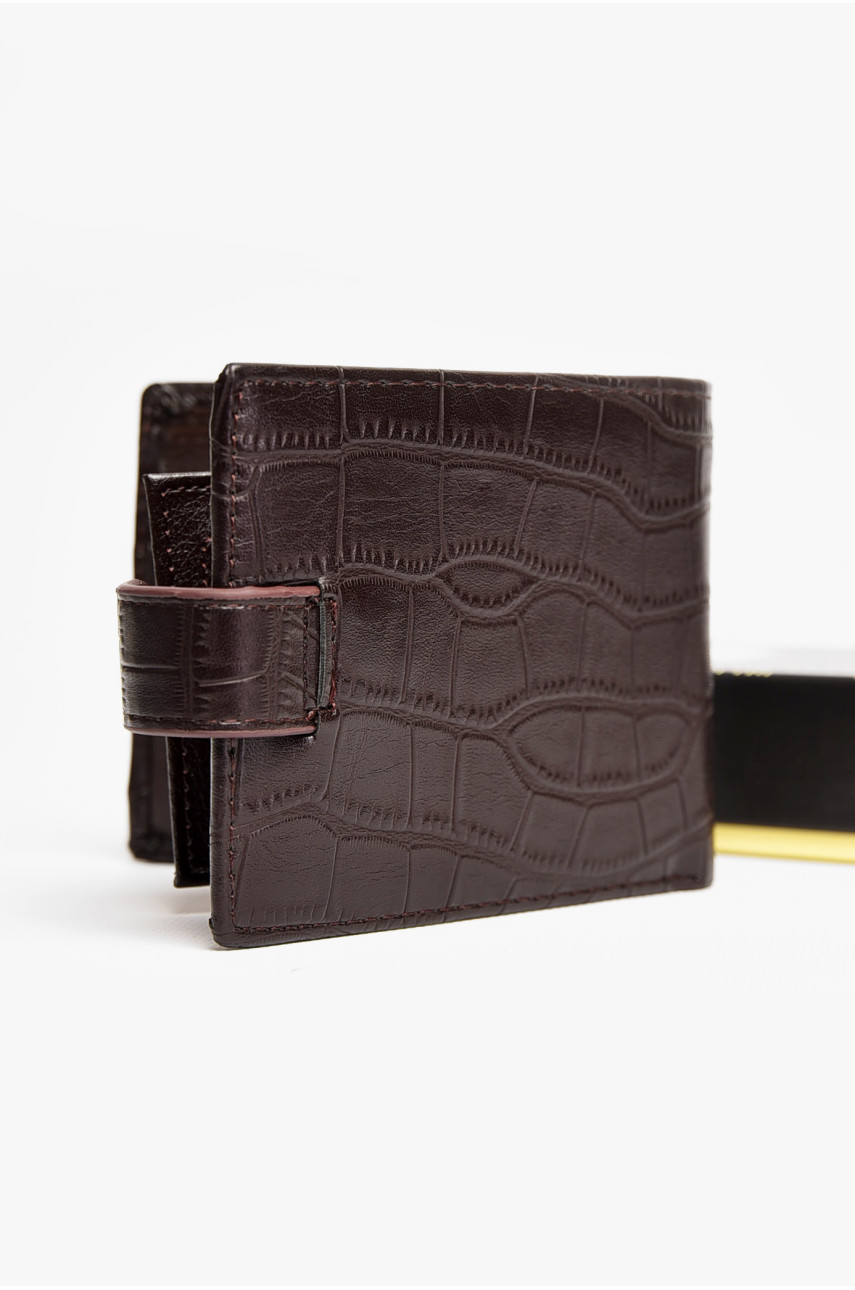 Кошелек мужской из экокожи тёмно-коричневого цвета 208-11 209081