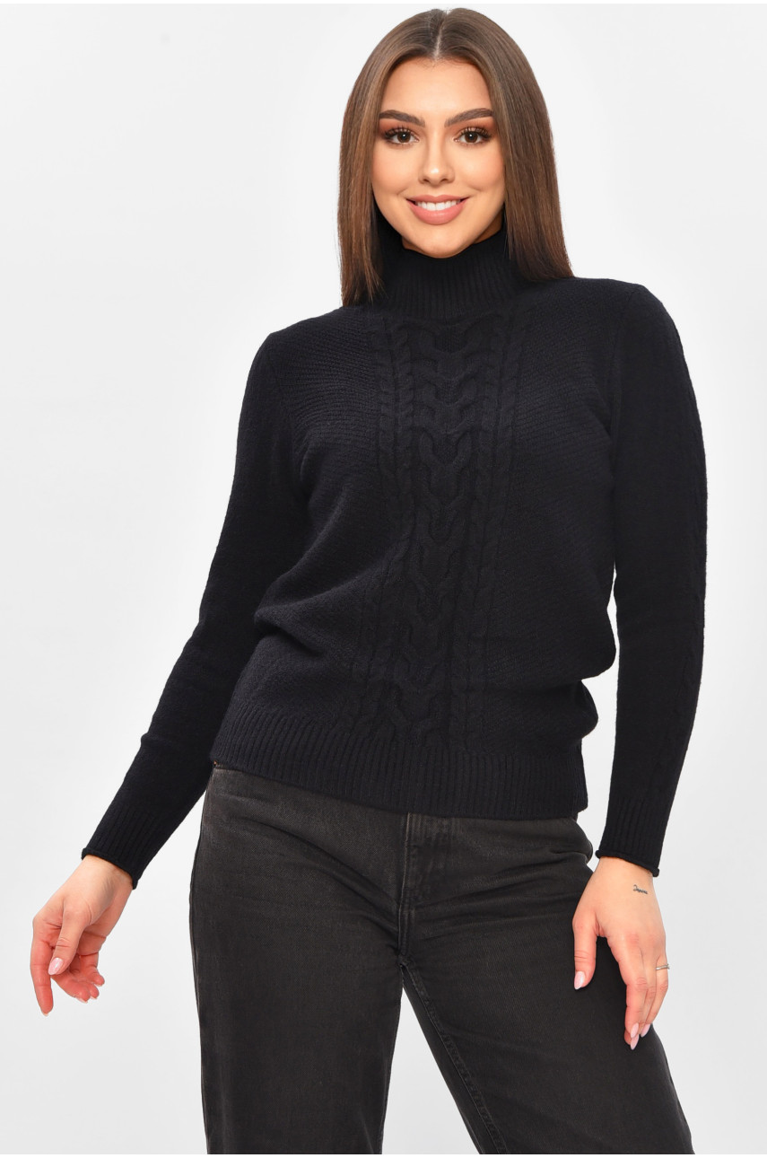 Светр жіночий однотонний чорного кольору 209099