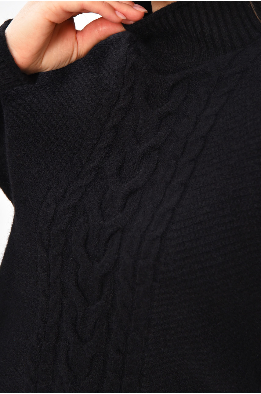 Светр жіночий однотонний чорного кольору 209099 Светр жіночий однотонний чорного кольору 209099