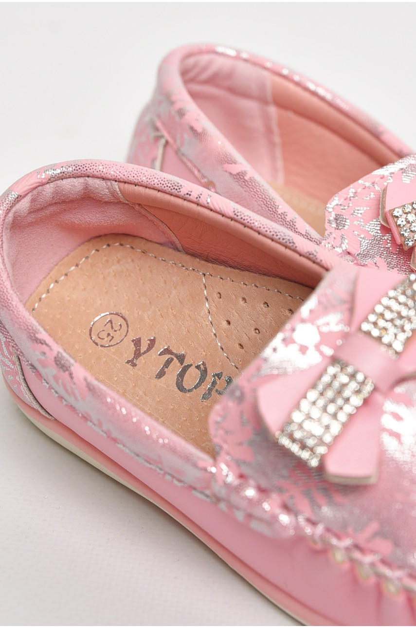 Мокасины детские для девочки светло-розового цвета 113-3 209141