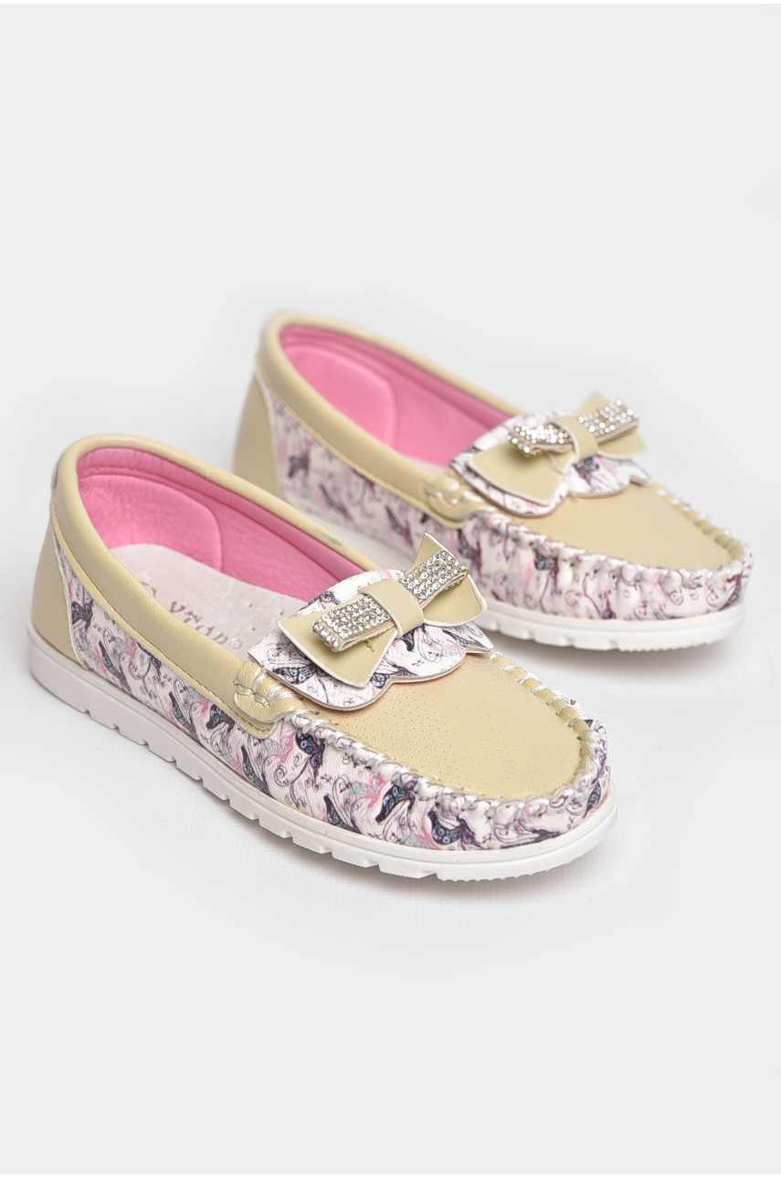 Мокасины детские для девочки бежевого цвета 1735-8 209145