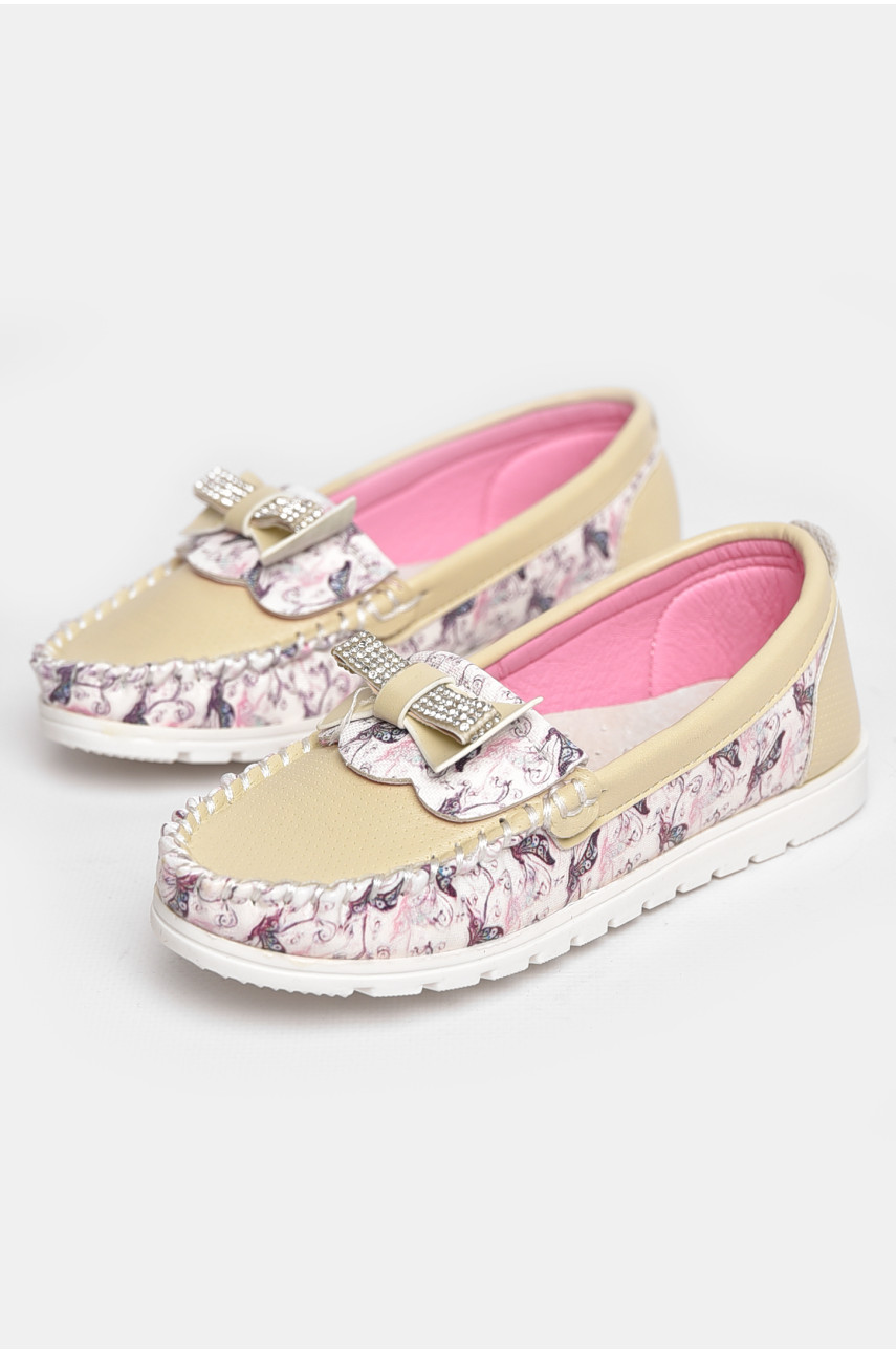 Мокасины детские для девочки бежевого цвета 1735-8 209145