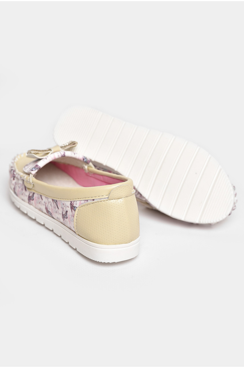 Мокасины детские для девочки бежевого цвета 1735-8 209145