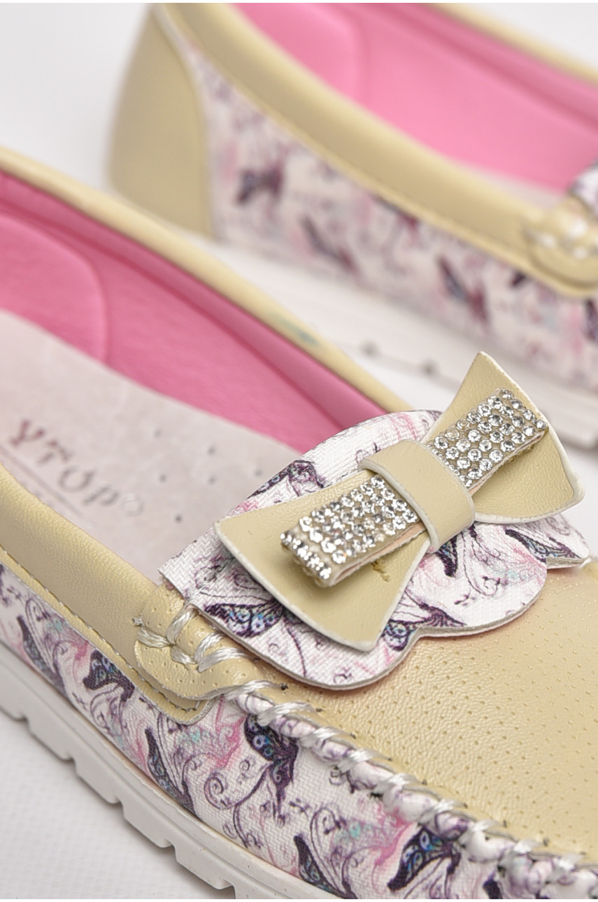 Мокасины детские для девочки бежевого цвета 1735-8 209145