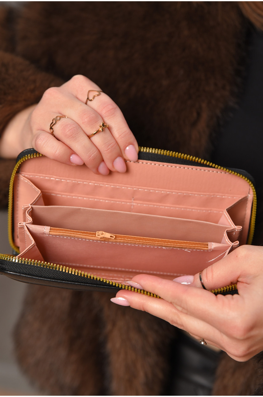 Кошелек женский из экокожи черного цвета 158-27 209159 Кошелек женский из экокожи черного цвета 158-27 209159