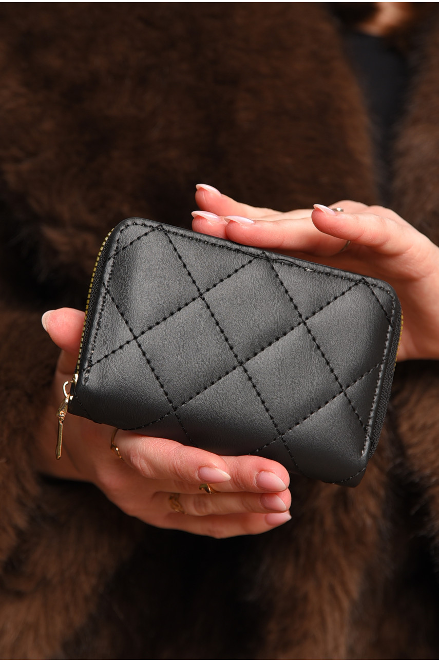 Гаманець жіночий з екошкіри чорного кольору 158-19 209169