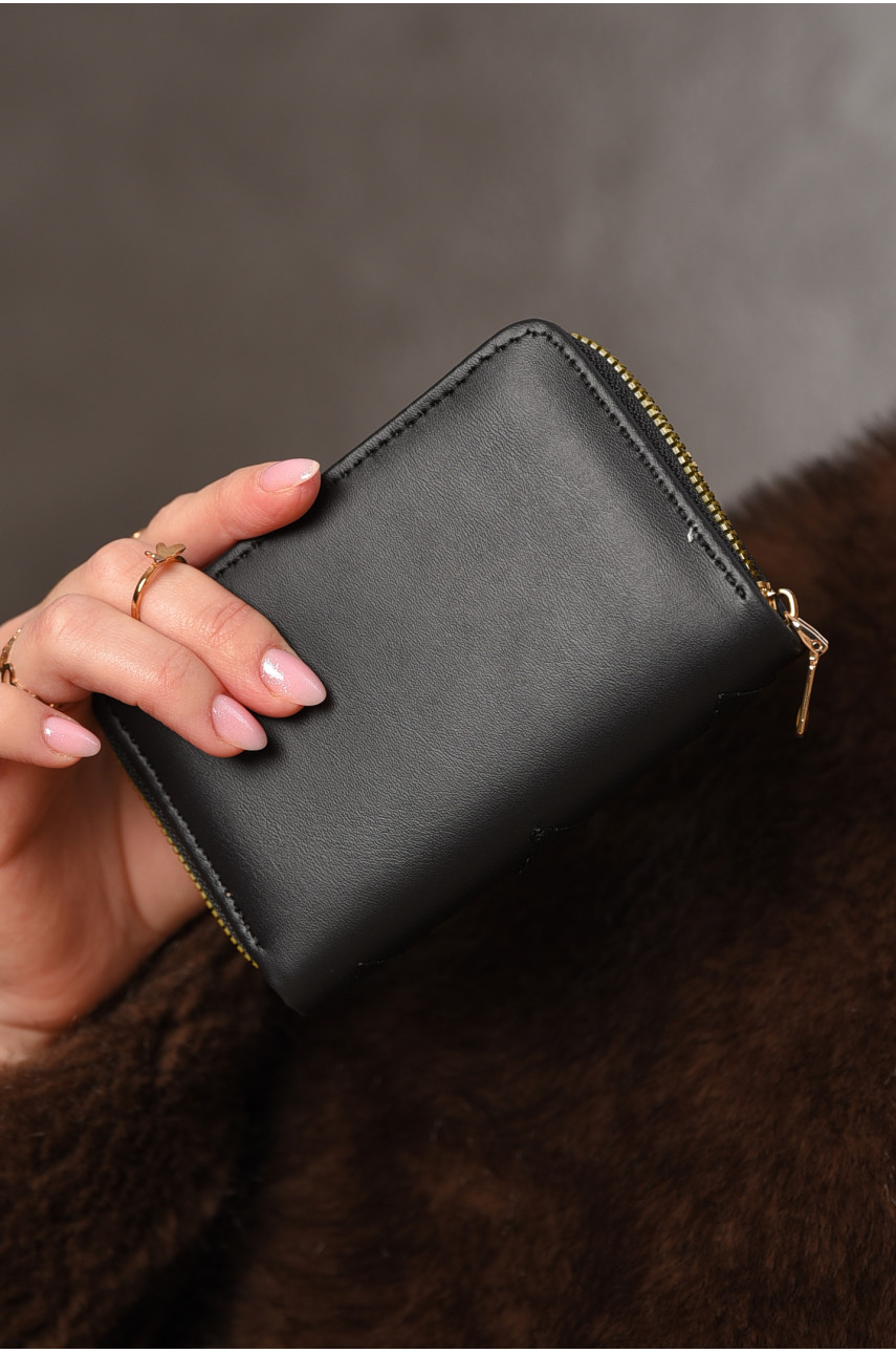 Гаманець жіночий з екошкіри чорного кольору 158-19 209169